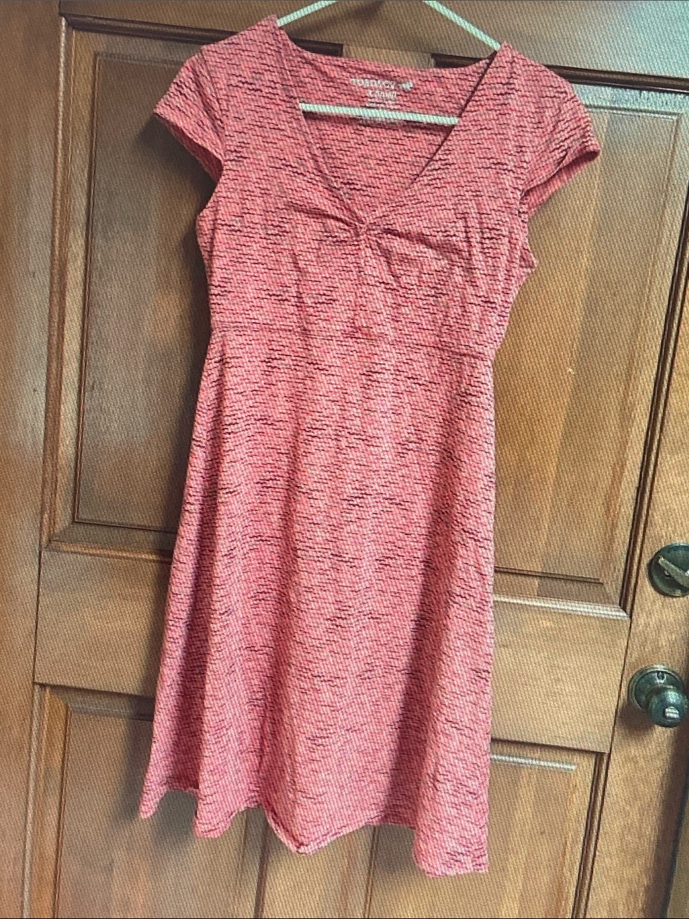 Toad&Co Heathered Coral Red V‑Neck Midi Dress
